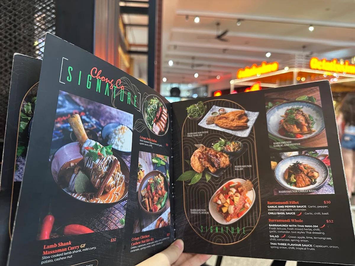 Menu, Chong Co Thai Restaurant and Bar Gold Coast