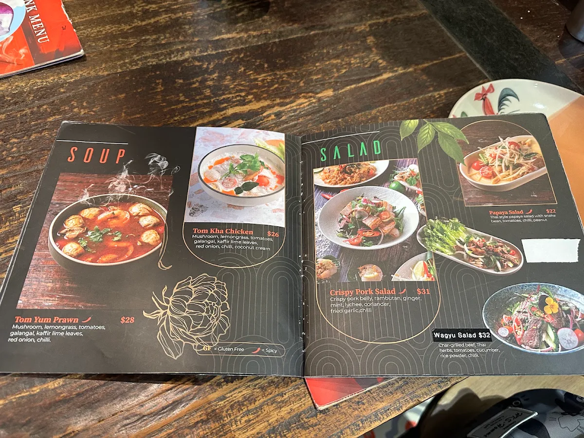 Menu, Chong Co Thai Restaurant and Bar Gold Coast