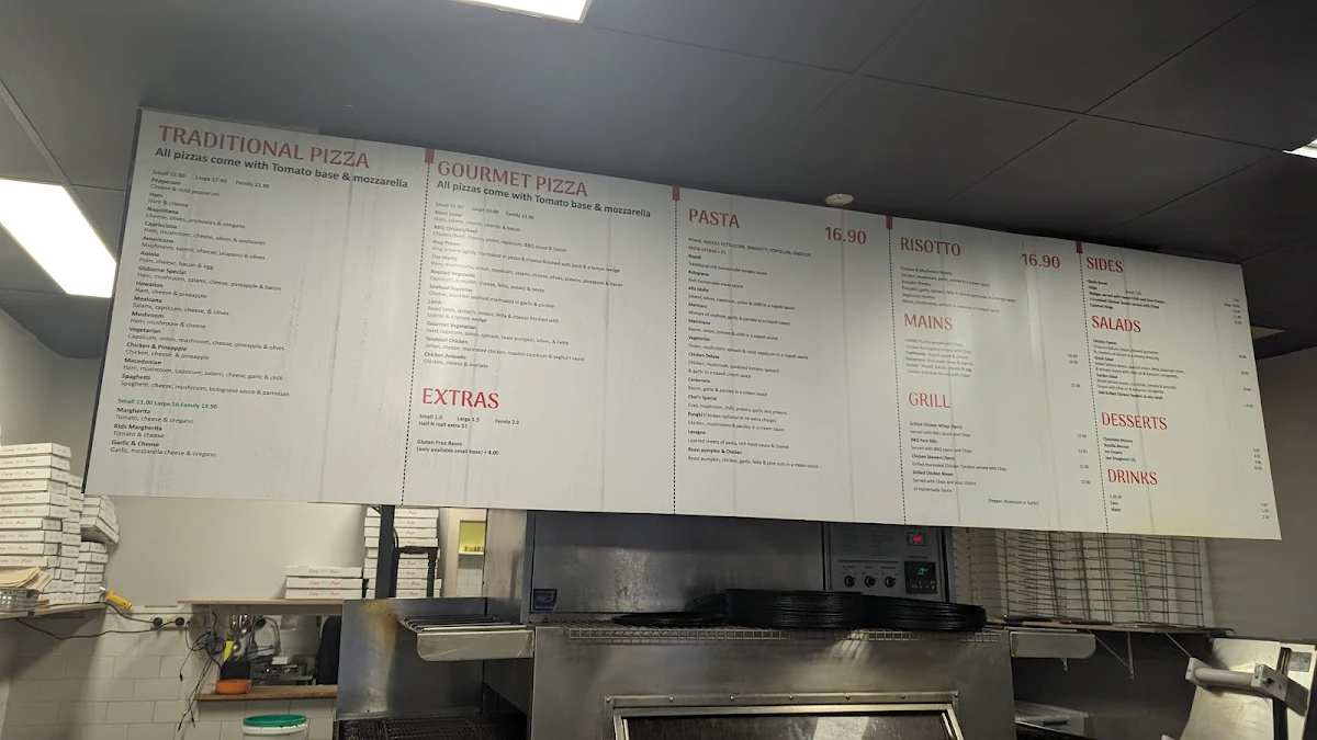 Menu, Gisborne Pizza & Pasta