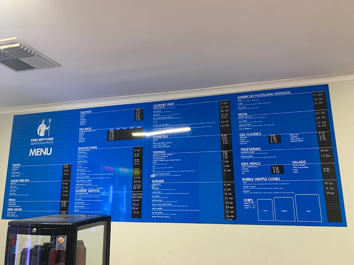Menu, King Neptune's Seafood & Pasta