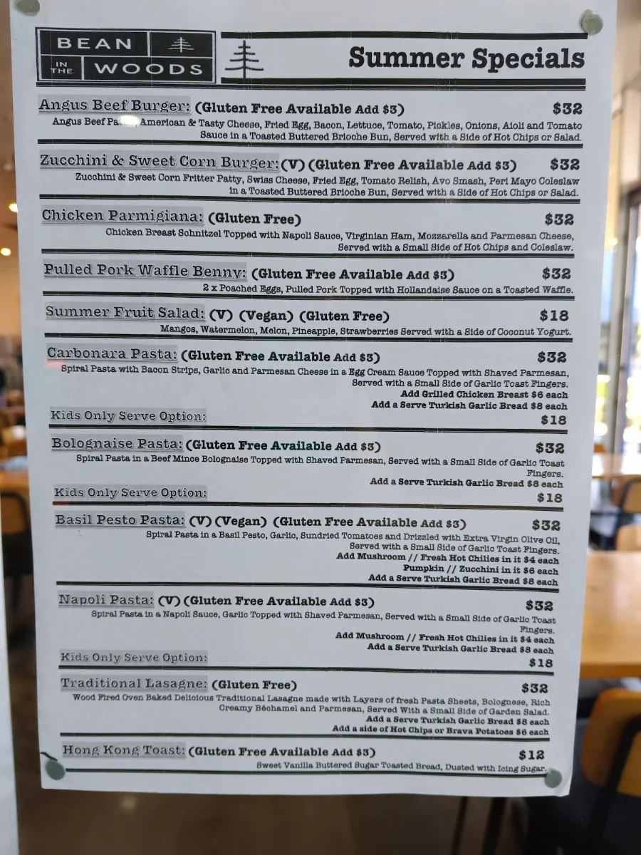 Menu, Bean in the Woods