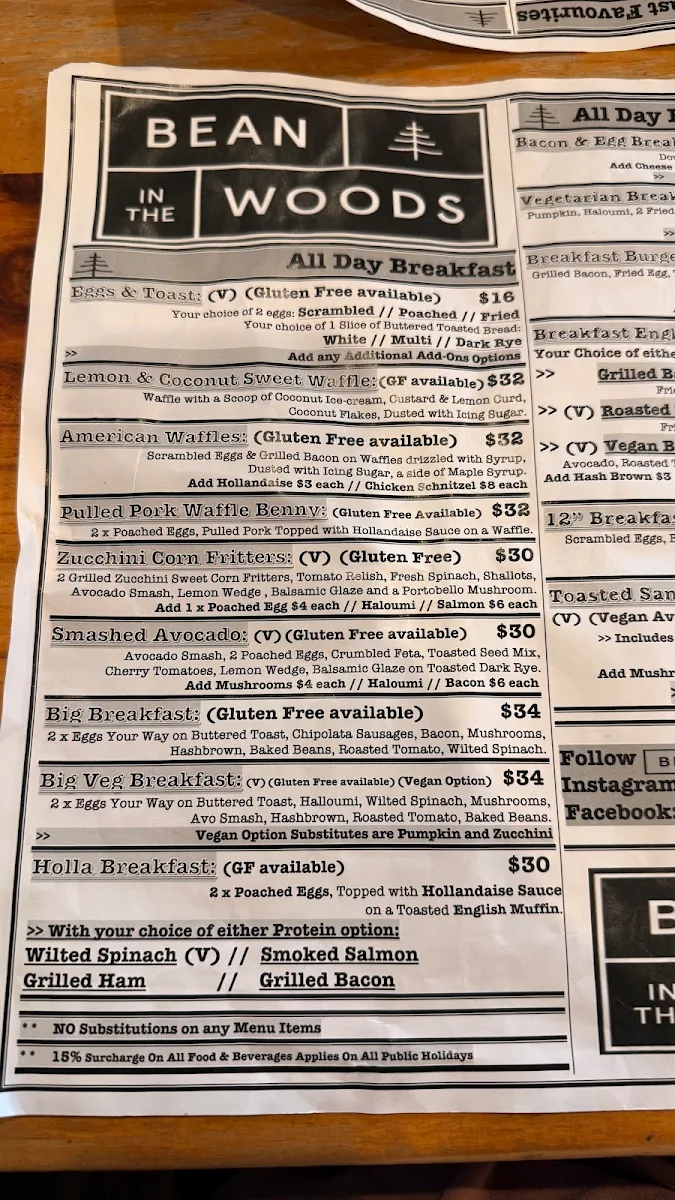 Menu, Bean in the Woods