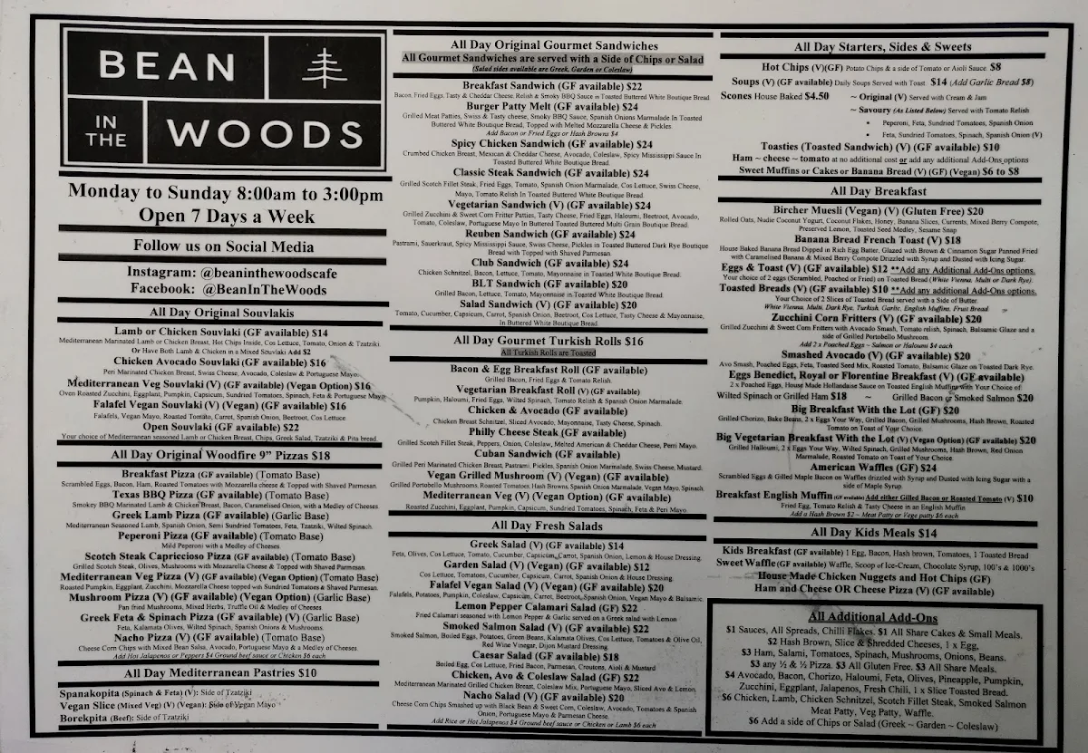 Menu, Bean in the Woods
