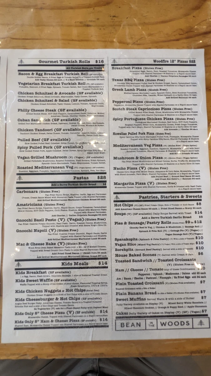 Menu, Bean in the Woods