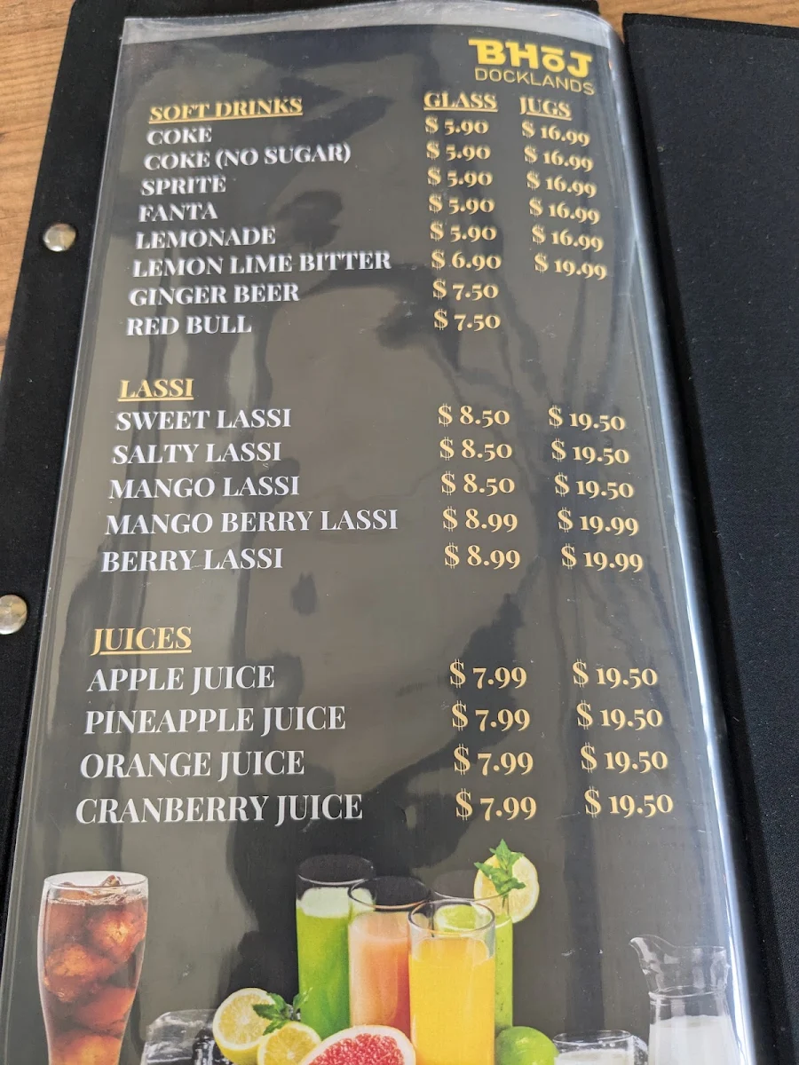 Menu, Bhoj Restaurant