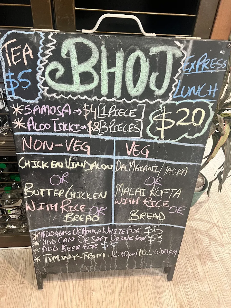 Menu, Bhoj Restaurant