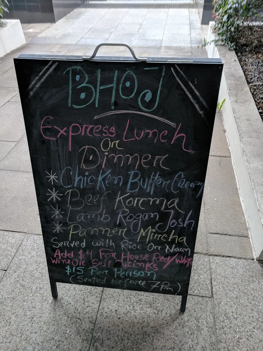 Menu, Bhoj Restaurant