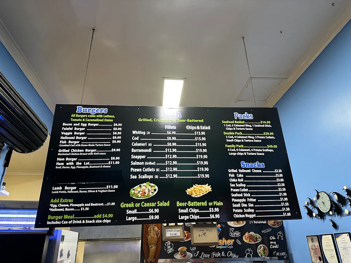 Menu, The Kingfisher Seafood Cafe