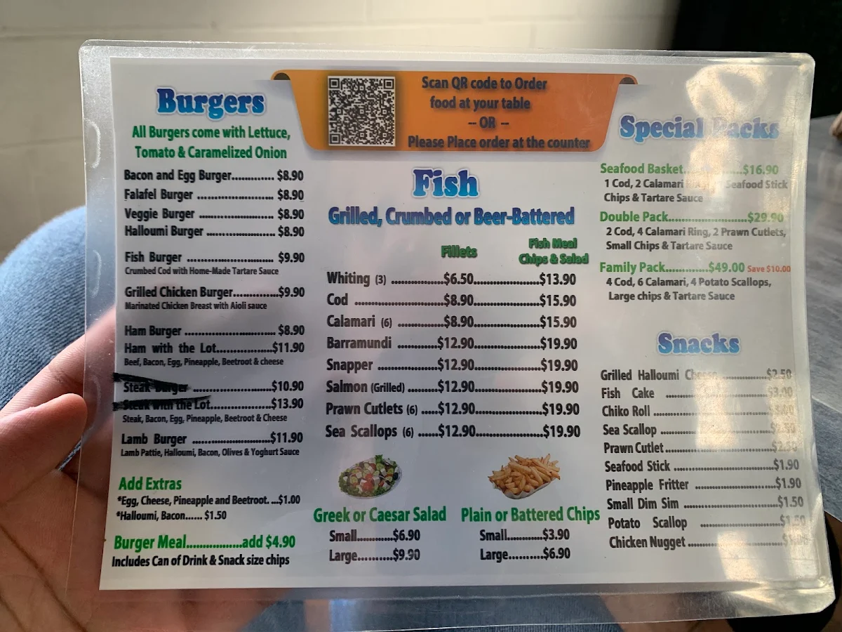 Menu, The Kingfisher Seafood Cafe