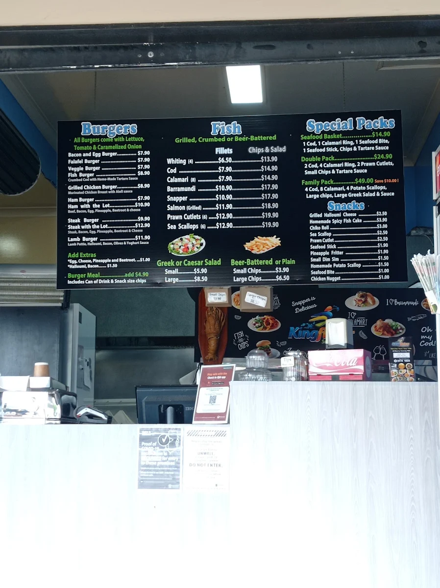 Menu, The Kingfisher Seafood Cafe
