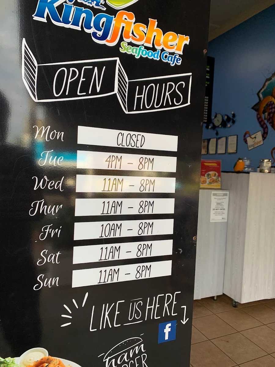 Menu, The Kingfisher Seafood Cafe