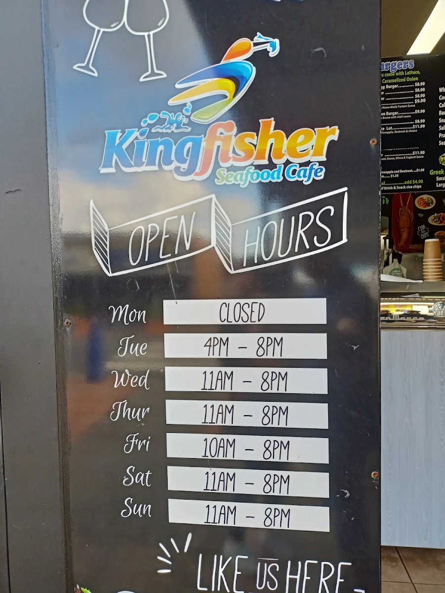 Menu, The Kingfisher Seafood Cafe