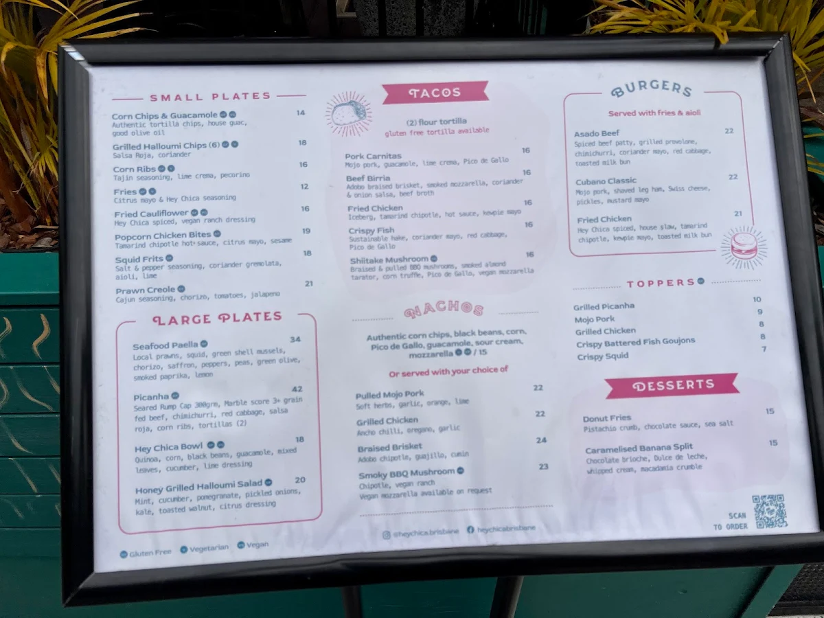 Menu, Hey Chica!