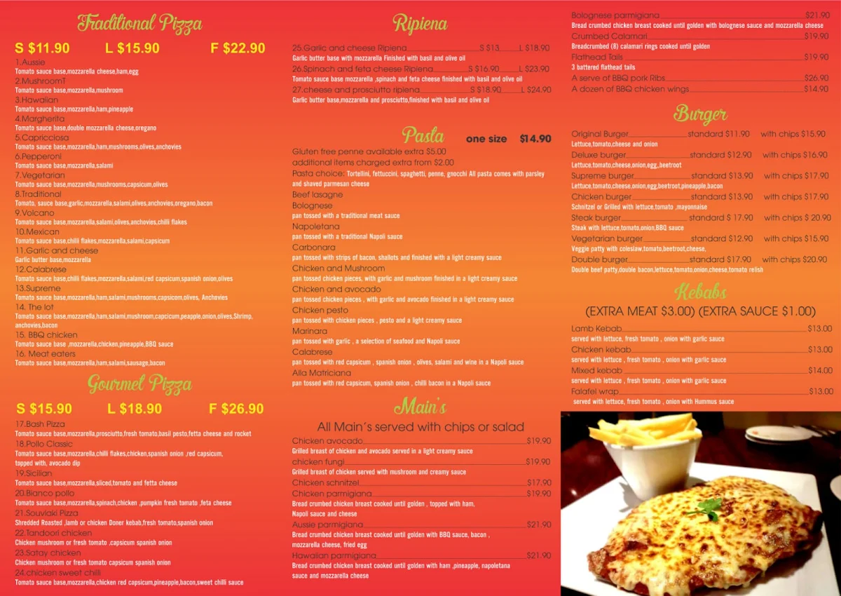 Menu, Da Reev's