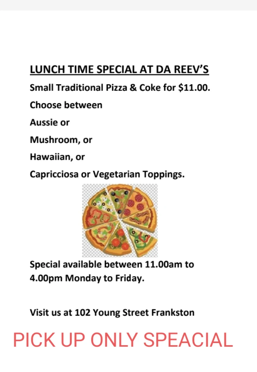 Menu, Da Reev's