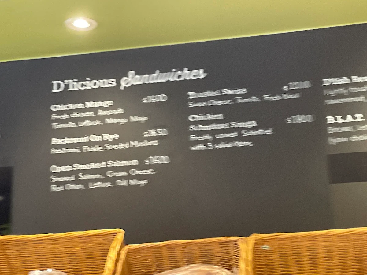 Menu, Cafe D'lish