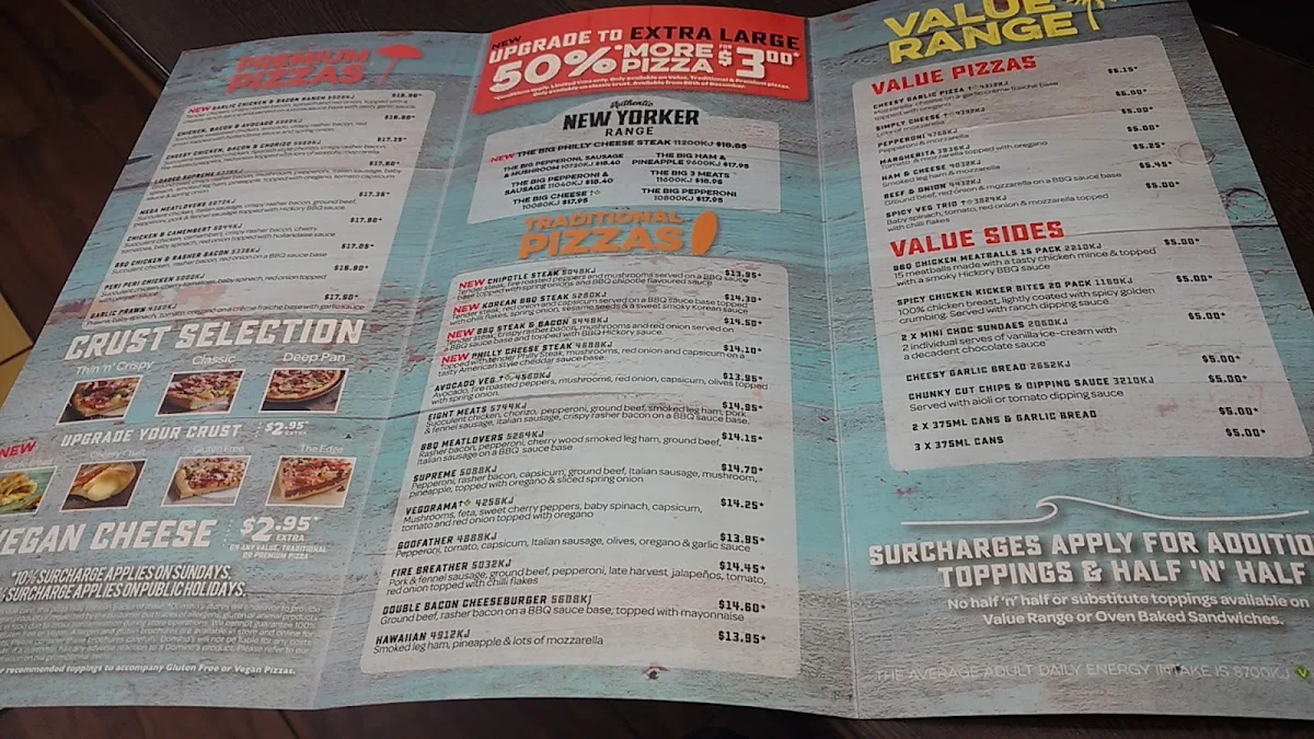 Menu, Domino's Pizza Castle Hill