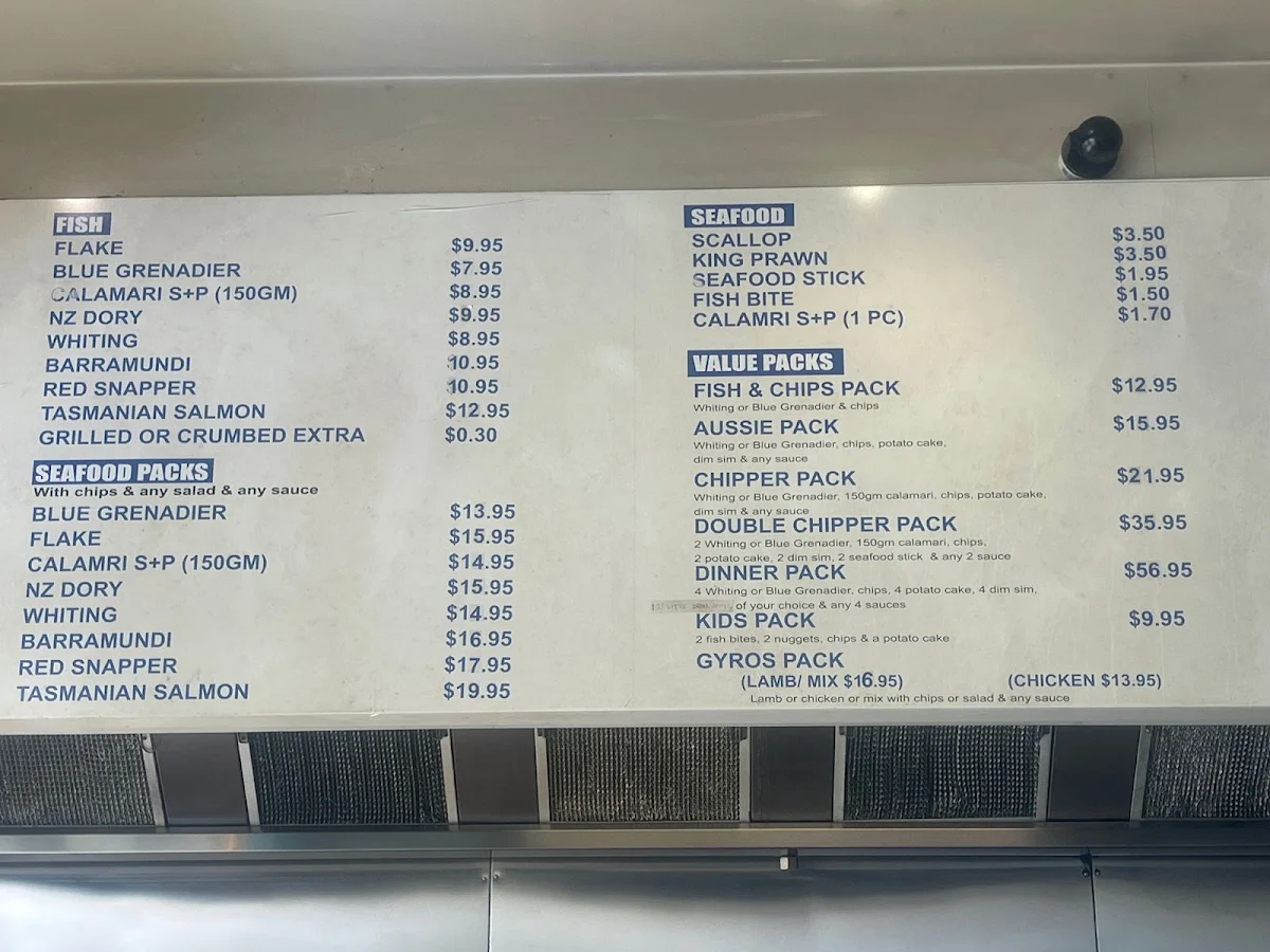 Menu, The Crispy Catch Fish & Chips - Ferntree Gully