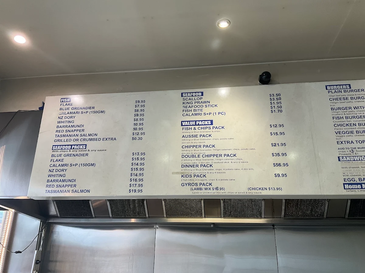 Menu, The Crispy Catch Fish & Chips - Ferntree Gully