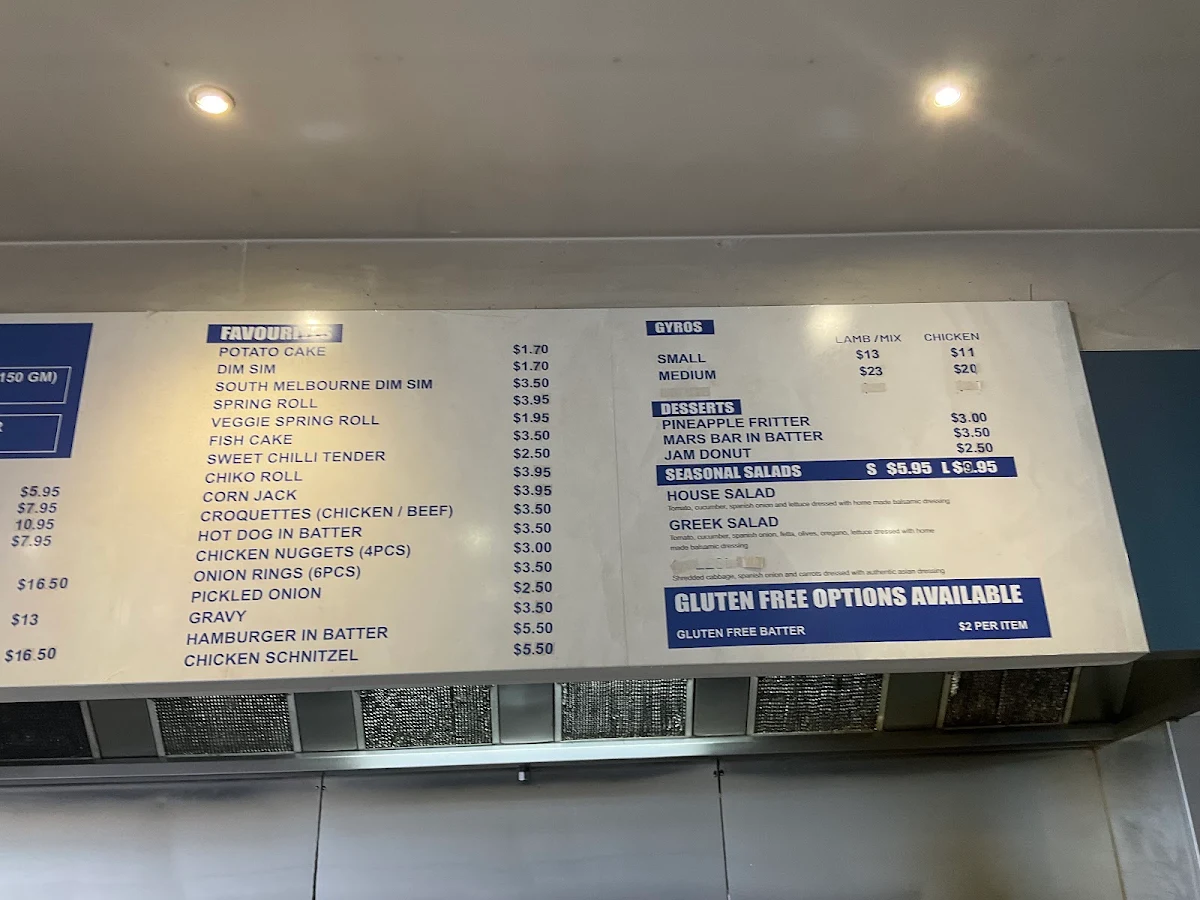 Menu, The Crispy Catch Fish & Chips - Ferntree Gully