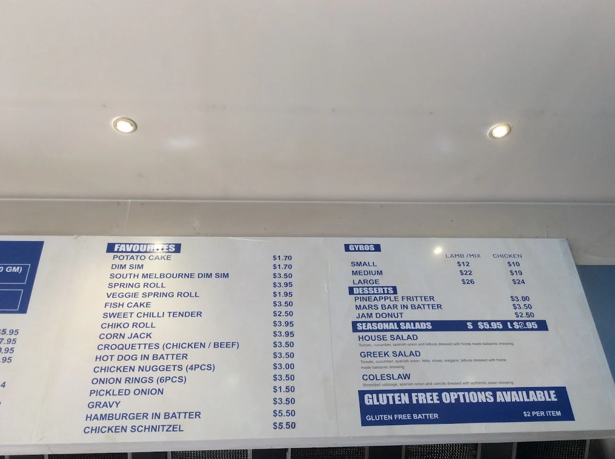 Menu, The Crispy Catch Fish & Chips - Ferntree Gully