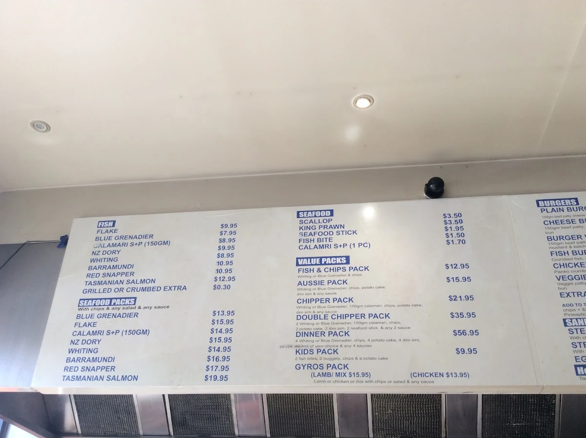 Menu, The Crispy Catch Fish & Chips - Ferntree Gully