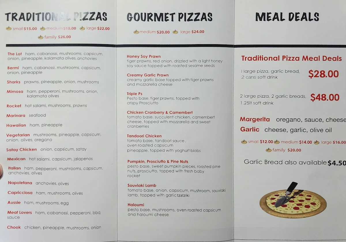Menu, Bermagui Pizza & Take Away