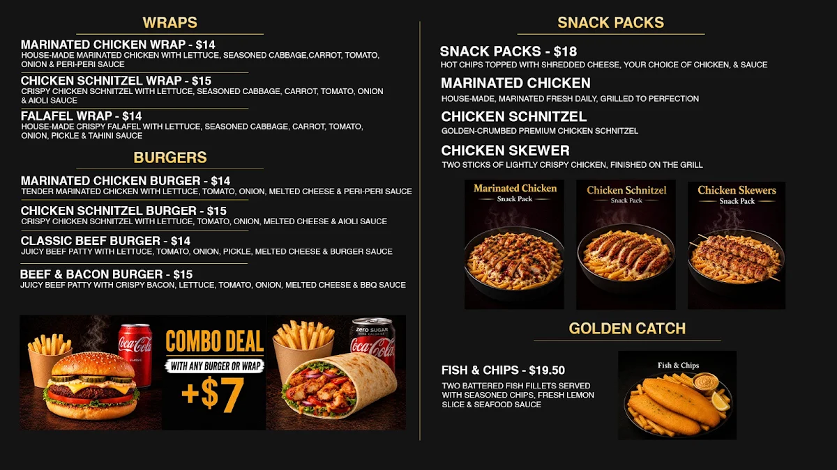 Menu, Golden Drip Cafe