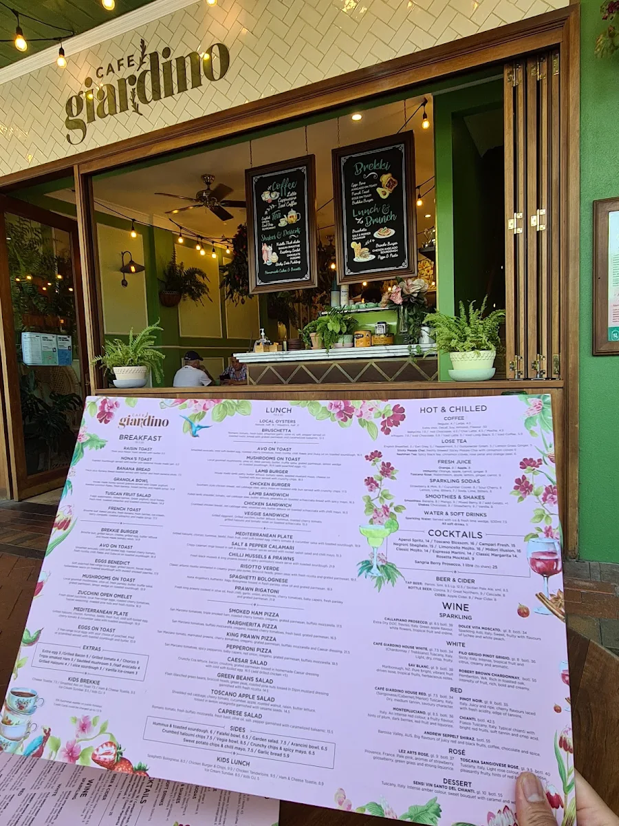 Menu, Cafe Giardino
