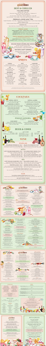 Menu, Cafe Giardino