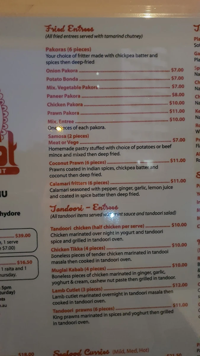 Menu, Swagat Indian Restaurant