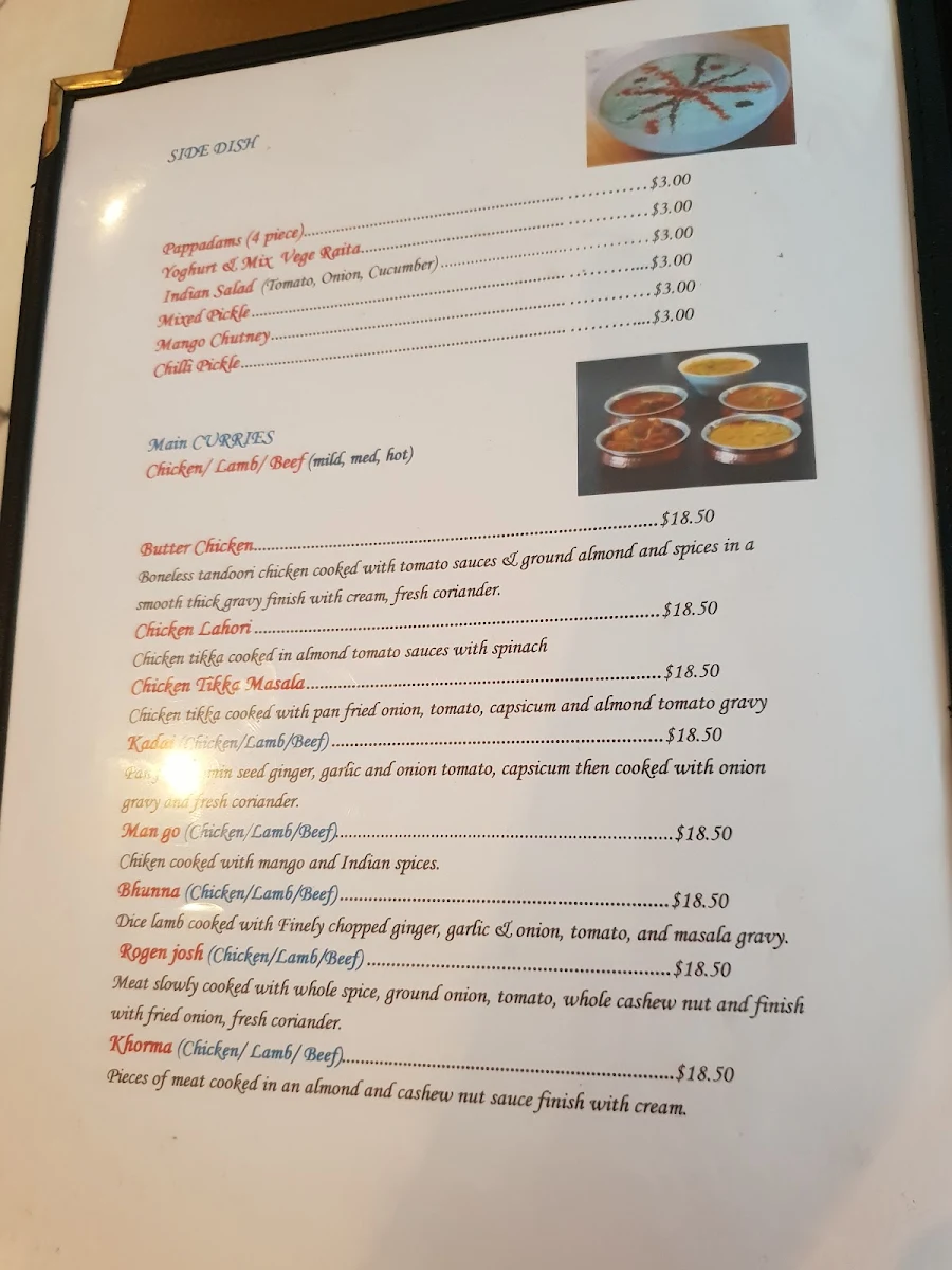 Menu, Swagat Indian Restaurant