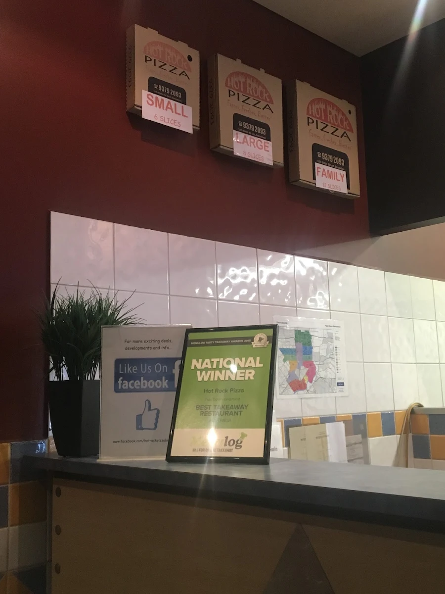 Menu, Hot Rock Pizza