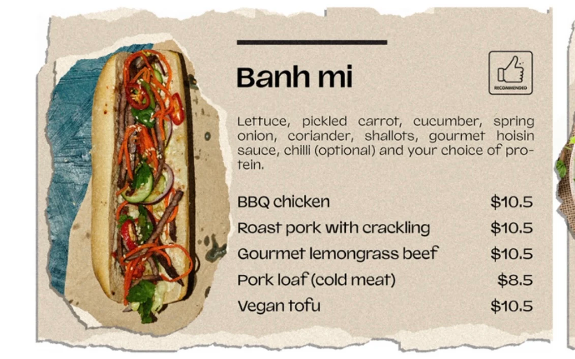 Menu, BANH MI AND CHILL