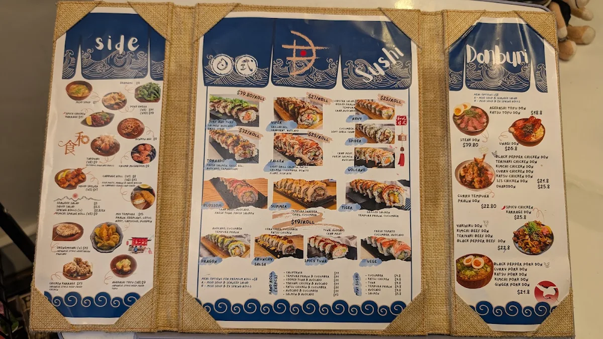 Menu, Don Japanese Fusion