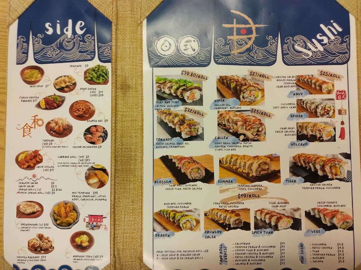 Menu, Don Japanese Fusion