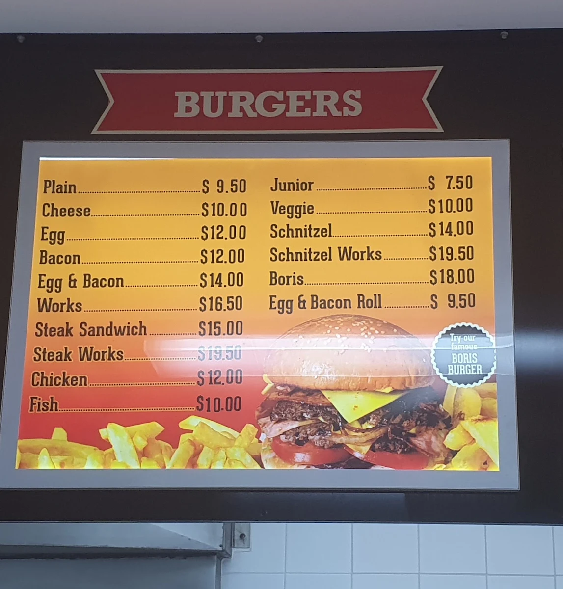 Menu, Park View Takeaway