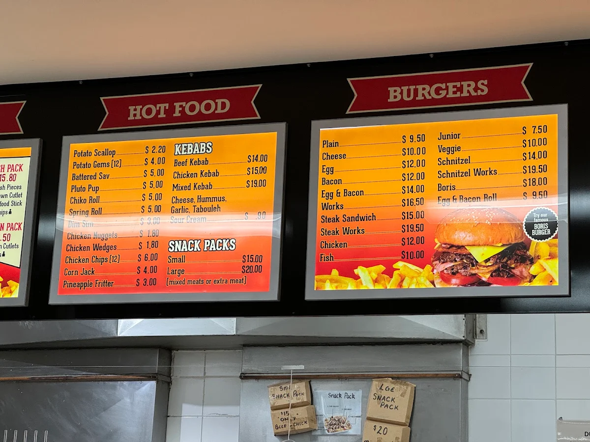 Menu, Park View Takeaway
