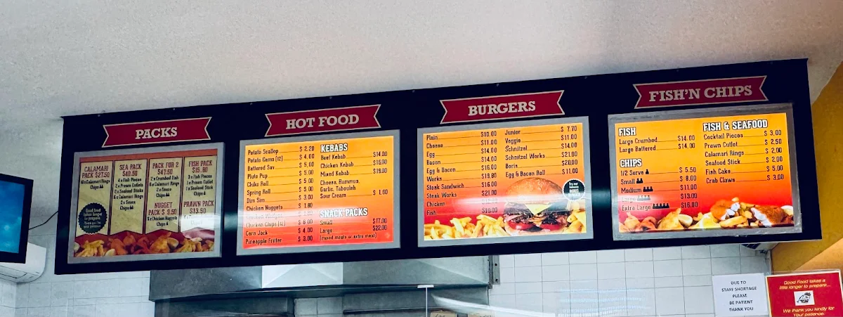 Menu, Park View Takeaway