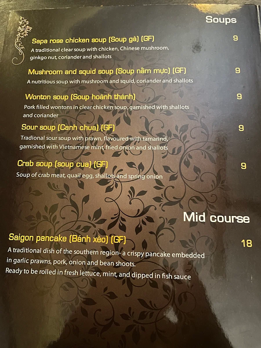 Menu, Sapa Rose