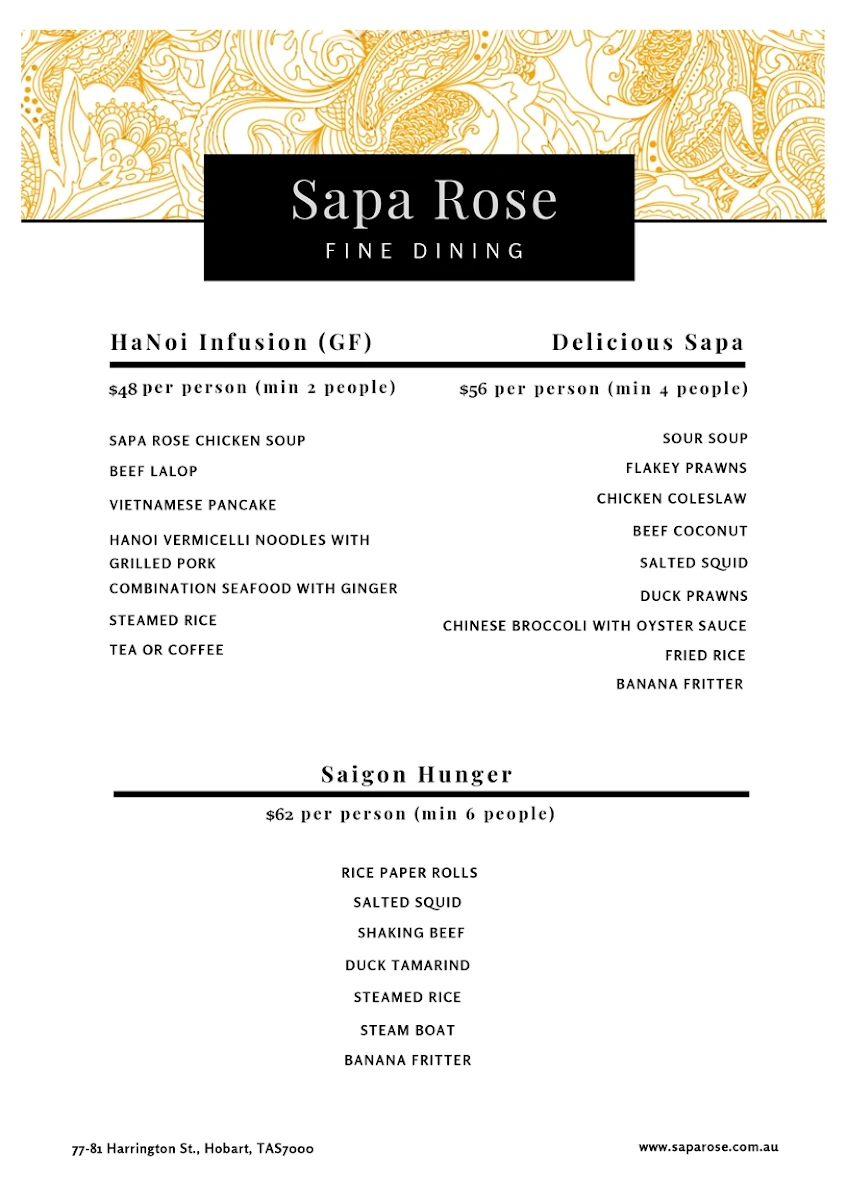 Menu, Sapa Rose