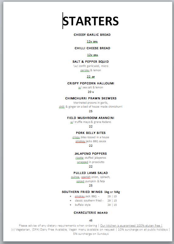 Menu, Meantime On Beaumont