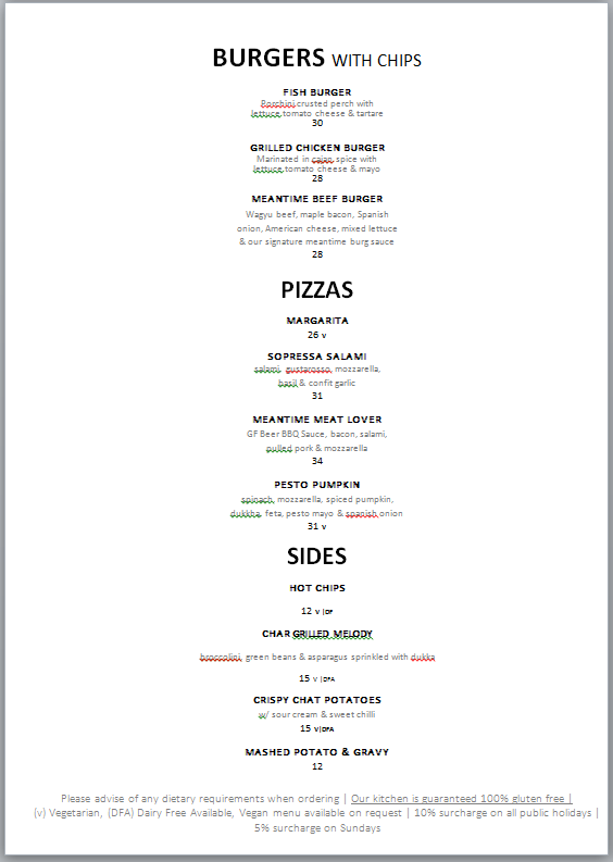 Menu, Meantime On Beaumont
