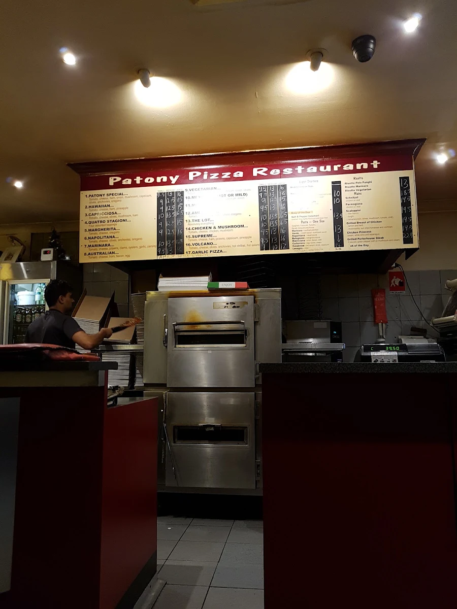 Menu, Patony Pizza