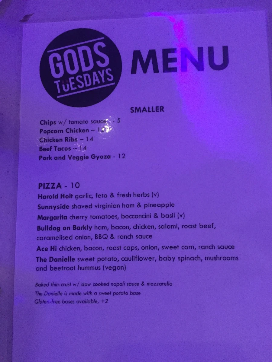 Menu, Gods Kitchen
