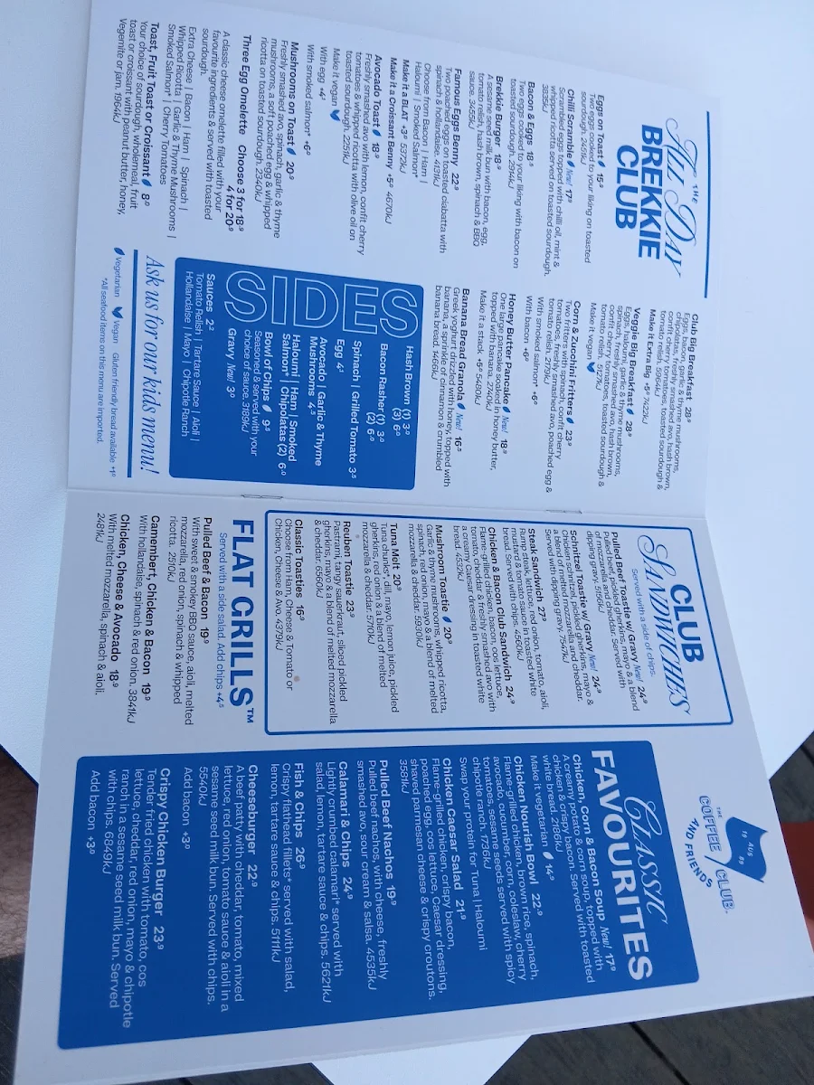 Menu, The Coffee Club - Rumba Caloundra