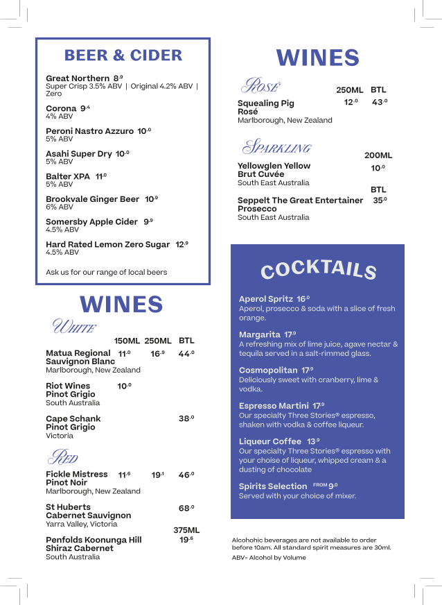 Menu, The Coffee Club - Rumba Caloundra