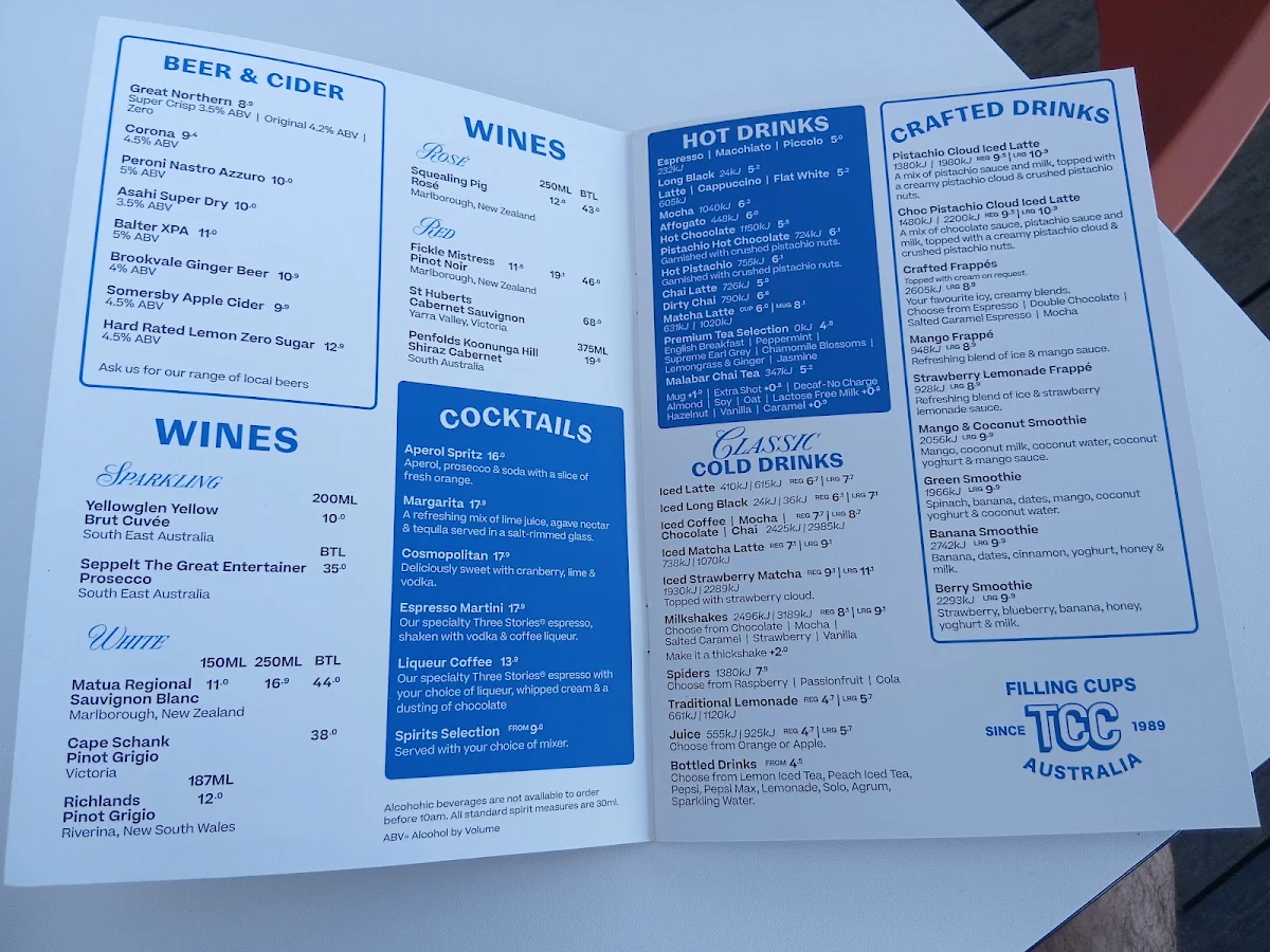 Menu, The Coffee Club - Rumba Caloundra