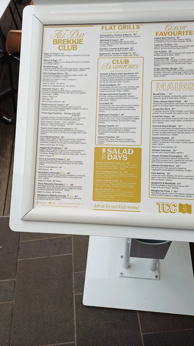 Menu, The Coffee Club - Rumba Caloundra