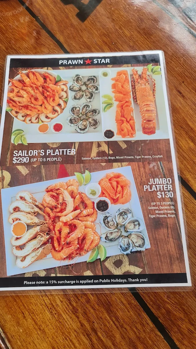 Menu, Prawn Star Mooloolaba